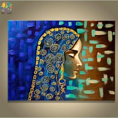 Hand made Islamic girl canvas oil painting egypt woman portrait painting picture Arab isramic decoration wall painting
