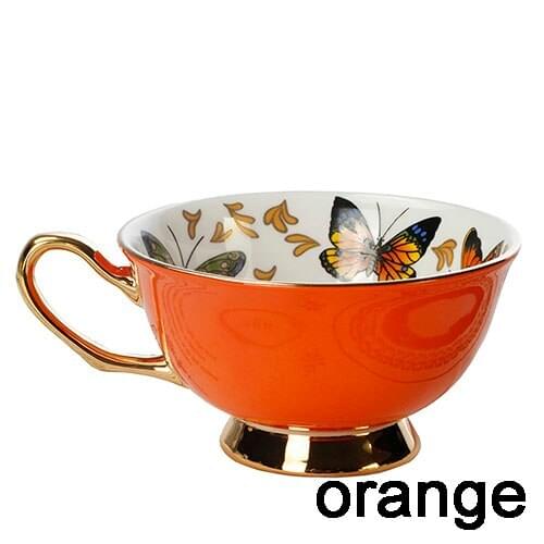 British Style Pink Bone China Coffee Cup and Saucer Set High-end Afternoon Tea Pastoral Style Flower Tea Cup