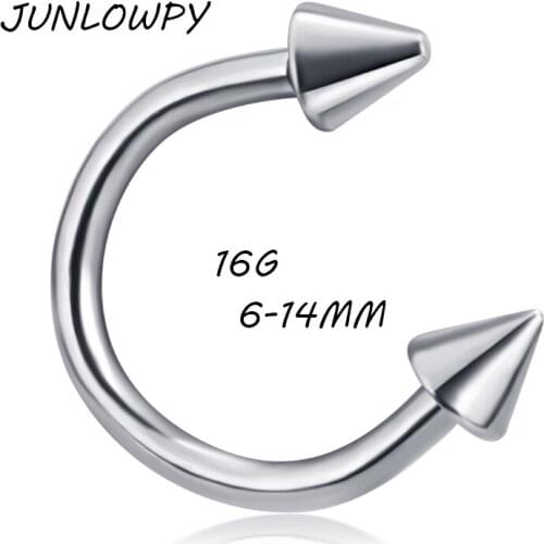 JUNLOWPY Septo Piercing Hoop Nose Ring 100pcs mix 6-14mm stainless steel body piercing jewelry horseshoe nose ring Tragus ear