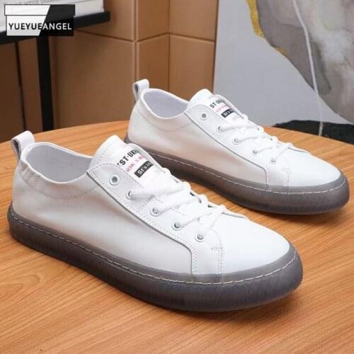 Youth Mens Genuine Leather Casual Shoes Soft Sole White Sneakers New 2021 Fashion Summer Breathable Round Toe Platform Shoes Men