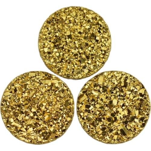 Round Shape 24K Gold Yellow Agates Drusy Gems Natural Crystal Cluster Jewelry Fashion Druzy Beads Loose Stones For Making