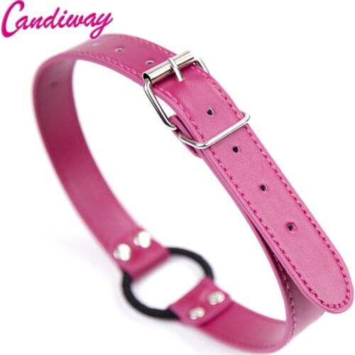 Candiway PU Leather metal O-Ring Gag Mouth Gag Oral Fixation mouth stuffed Adult Games For Couples Flirting Sex Products Toys