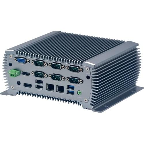Mini pc server industrial fanless computer I5-6360U 2*LAN 8*USB RS232/422/485 COM GPIO Windows Linux Nettop