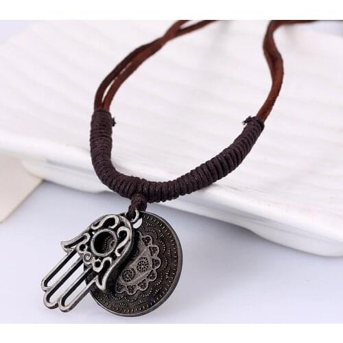 Punk Fashion Popular Vintage Genuine leather necklace male hemp rope women necklace Jewelry wholesale 2018 New LKN0280