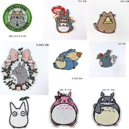 Cartoon Full Embroidered Totoro Iron On Embroidered Clothes Patches For Clothing Stickers Garment Wholesale Patches