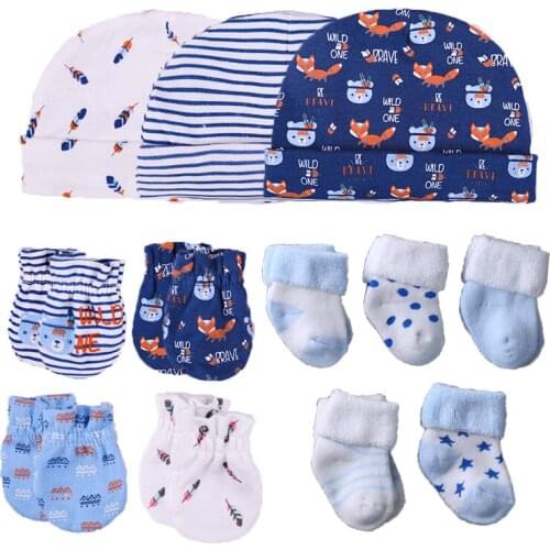 Newborn Clothes Accessories Set Fall Winter 12/14/15Pcs Baby Boy Hat+Gloves+Socks Outfit Cartoon Infant Girl Sets Babies Stuff