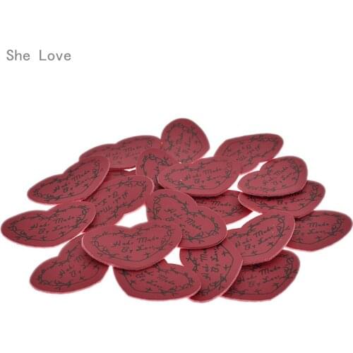 Chzimade 20PCs Hand Made By Love PU leather Garment Labels Tags Sewing Household Patchwork Apparel Accessories