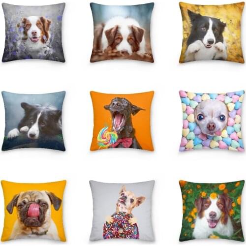 Cute Dog Pattern Pillowcase 3D Animal Print Pillowcases Sofa Car Cushion Cover Decorative Pillow Cover Home Decor 45x45cm