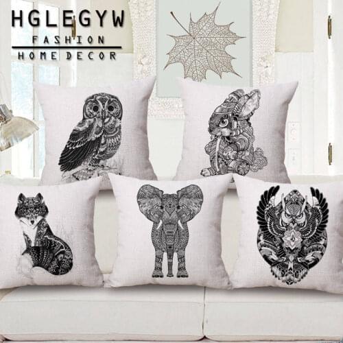 Love The Animals Totem Worship Pillow Case Throw Pillowcase Cotton Linen Printed Pillow Covers Office Home Textile