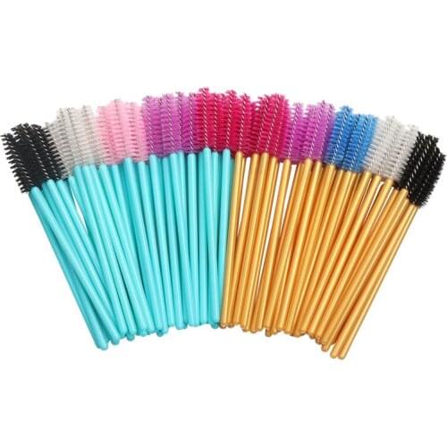 New Good Quality Disposable 50 Pcs/Pack Eyelash Eye Lash Makeup Brush Mini Mascara Wands Brush Eyelash Extension Tool