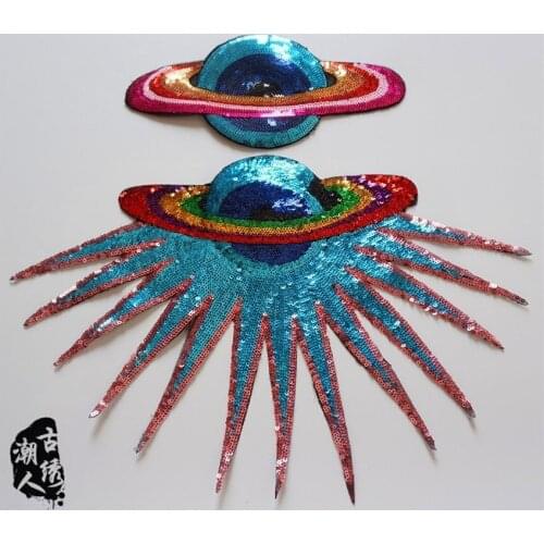 New Arrival Fashion Patchwork Space Astronaut Planet Sequined Patch for Children Clothes Decor DIY Handmade Sewing Cloth Paste