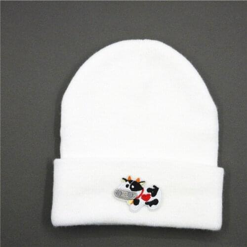 Cow animal embroidery Thicken knitted hat winter warm hat Skullies cap beanie hat for kid men women 151