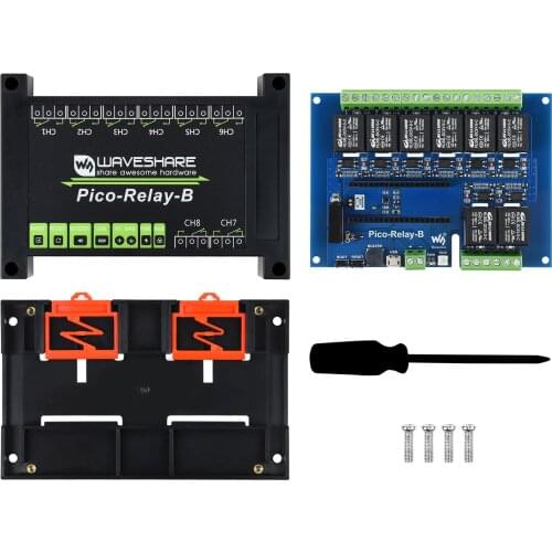 Waveshare Industrial 8-Channel Relay Module For Raspberry Pi Pico, Power Supply Isolation, Photocoupler Isolation