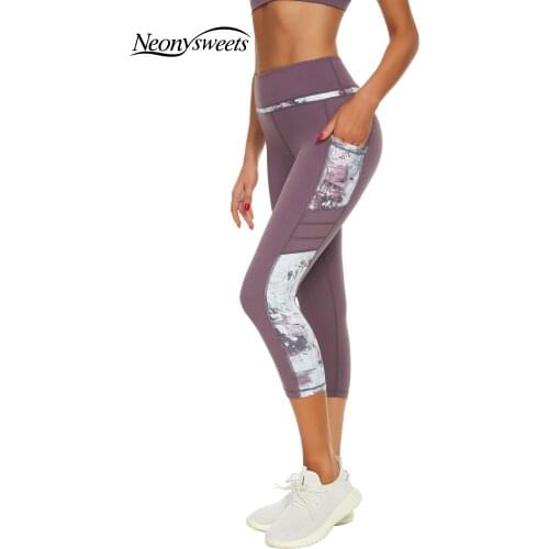 Sugar Pocket Sexy Women High Waist Yoga Leggings Sport Shorts Quick Dry Capris 3/4 Running Leggings Trousers Women Fitness Tight