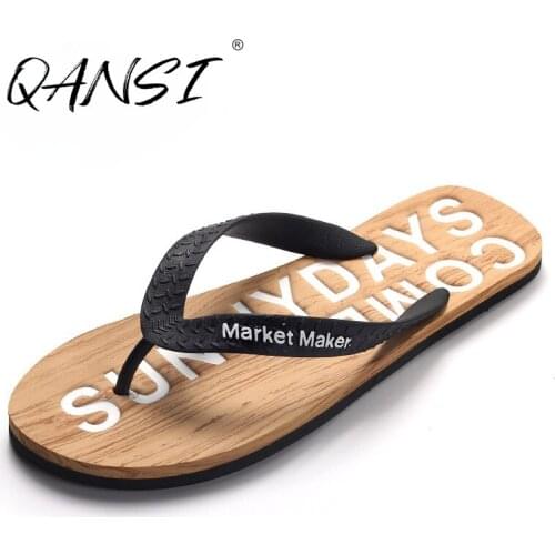 Fashion Wood Grain Printing Mens Flip Flops Casual Non-slip Bathroom Men Shoes Comfortable Beach Slippers for Men Summer 2021