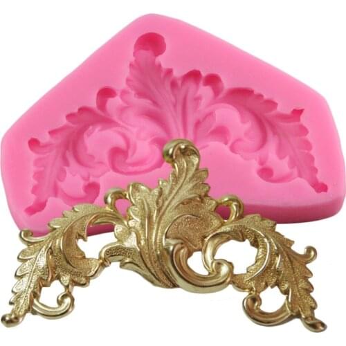 Mujiang Baroque Scroll Leaves Silicone Mold Cake Border Fondant Cake Decorating Tool Candy Chocolate Gumpaste Resin Craft Molds