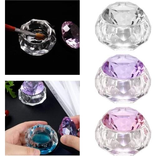 Nail Art Dappen Dish Bowl Crystal Glassware with Lid for Nailart