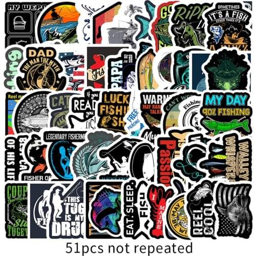 10/50Pcs Travel Outdoor Camping Fisherman Go Fishing Stickers For DIY Scrapbooking Luggage Laptop Phone Notebook Decals Sticker