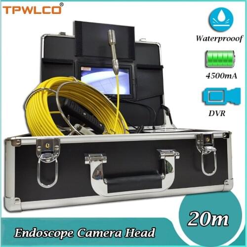 20m Cable Waterproof 23mm Endoscope Camera Head 7inch Underwater Channel Cleaning Inspection Equipment System With DVR Function