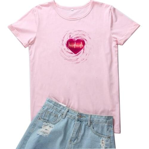Pink Heart Shape Women Tshirt Fashion 3D Print Graphic Tees Women T Shirt Personality Casual Harajuku T-shirts for Women Tops