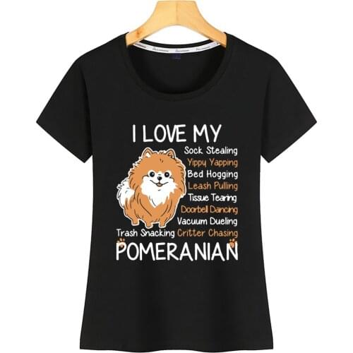 Tops T Shirt Women I Love My Pomeranian Organic Vogue Vintage Custom Tshirt