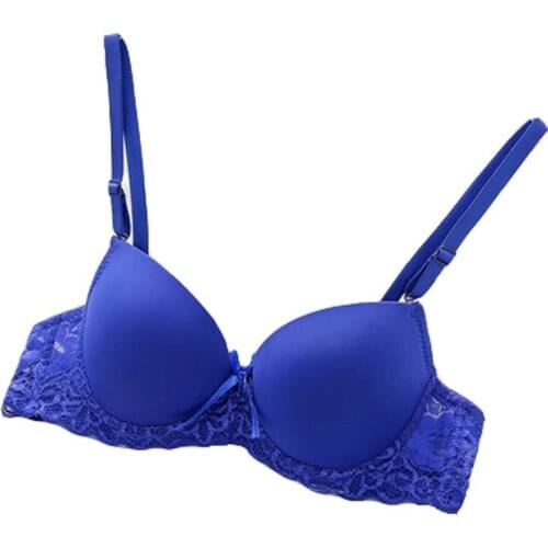 Plus Size Ultra thin Lace Bralette For Woman Push Up Underwire Cup Bra gathered chest student girl deep V sexy bra