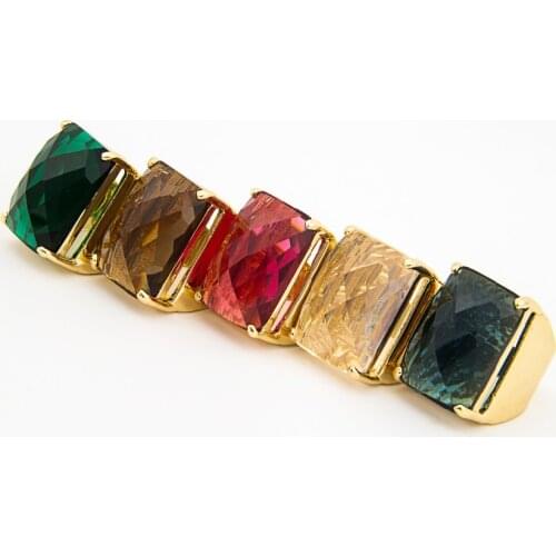 Emmaya Fashion Gold Color 5 Colours Glass Ring For Women Size 6-9 Female Ring Jewelry Wholesale Gift Party Wedding