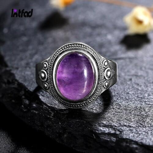 8x10MM Amethyst Ring Womens 925 Sterling Silver Gemstone Ring Jewelry Party Anniversary Birthday Gift Daily Life Gift