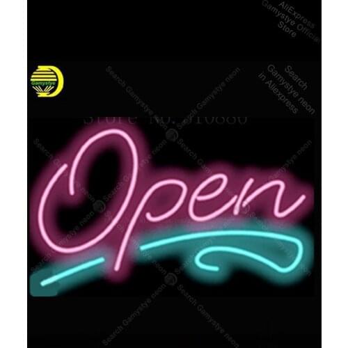 17*14" Designer Open NEON SIGN REAL GLASS BEER BAR PUB LIGHT SIGNS Advertisement Sign Lighting Neon Light Art Pet Shop Sign cubs