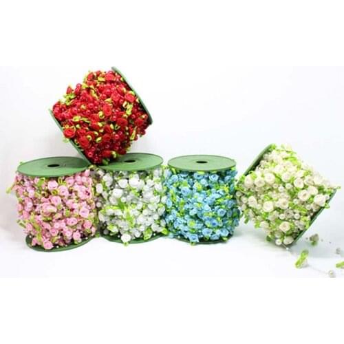 2M/Lot Polyester Leaf Rose Beads Chain Celebration Hanging Decorative Wedding Event Decor Birthday Event Party DIY Accessories