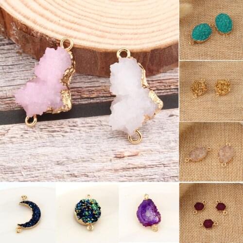 2pcs Vogue Irregular Resin Connector Bracelet Findings Diy Jewelry Charms Round Oval Moon Necklace Eardrops Making Accessories