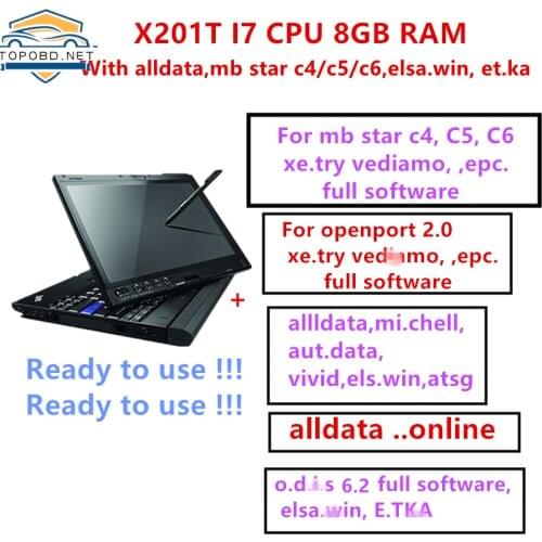 2021 hot for lenovo X201T i7 cpu 8GB RAM laptop work for alldata software/ mb star c4 c5 c6 / icom/ alldata online ready to use