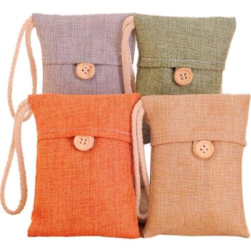 4 packs 100g air purifying bags linen bamboo charcoal bag air freshener deodorant for house,Closet, bathroom, gym bag, shoes