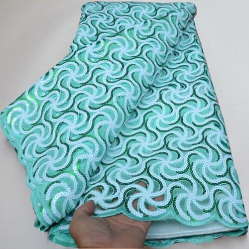 5yards/pc) High quality mint green African hand cut organza lace fabric with neat sequins embroidery for party dress OP171