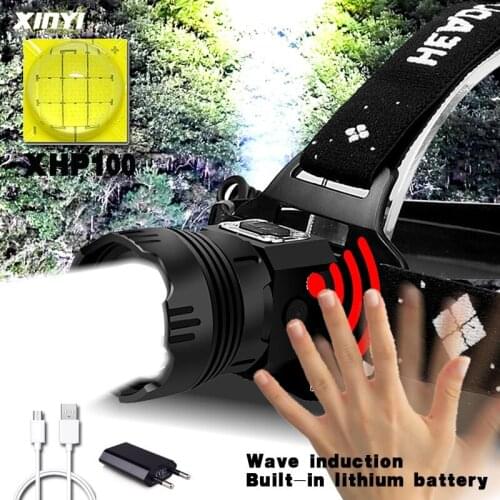 80000LM USB Rechargeable Powerful XHP100 IR Sensor Led Headlamp Torch Headlight 18650 Head Lamp Light XHP90 Super bright Lantern