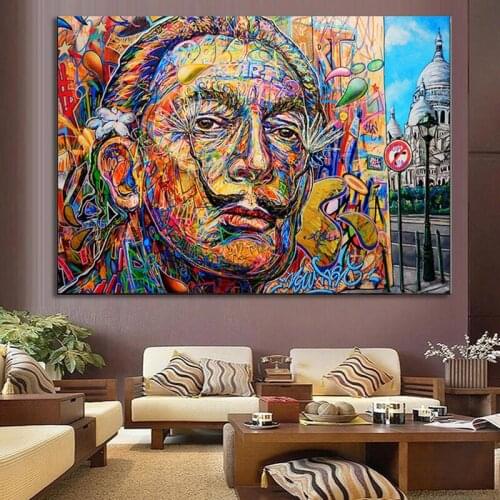 Abstract Dali Graffiti Art Canvas Paintings on The Wall Art Picture Poster and Print Street Art Pictures Home Artwork Decoration
