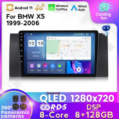 6G+128G Android 11 car radio navigation multimedia for BMW E39 5 Series/M5 1997-2003 Wifi 4G BT DVR RDS USB Canbus