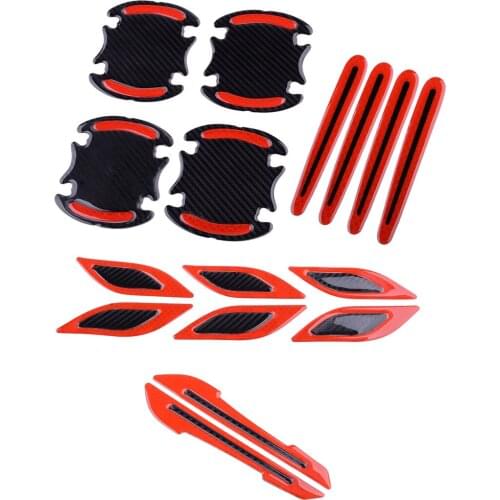 Beler 16pcs/Set 3D Car Bumper Warning Mark Stickers Rearview Mirror Safety Reflective Tape Door Handle Bowl Protective Film