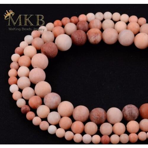Natural Stone Dull Polish Matte Pink Aventurine Round Beads For Jewelry Making 15" 4 6 8 10mm Loose Beads Diy Bracelet Perles
