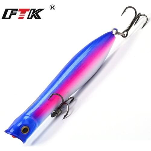 FTK Popper bass Fishing Lure 1pcs/lot 90mm 11.5g Artificial Floating Topwater Assorted colors Fishing Crankbait Wobblers Tackle