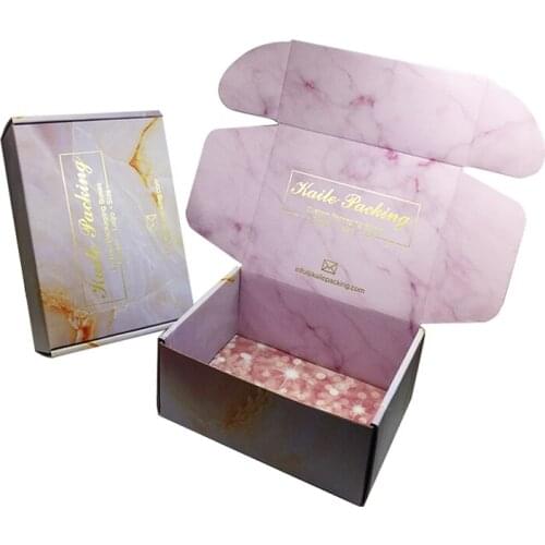 Corrugated marble colored printing boxes tuck mailer set top box packaging and shipping carton box wholesale