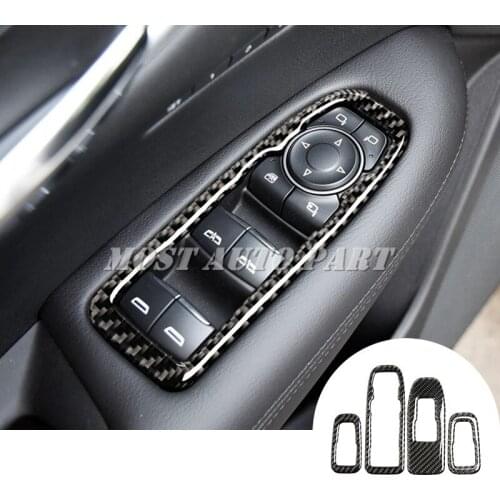 Carbon Fiber Car Door Window Switch Frame Trim Cover For Cadillac XT5 2016-2019 Car accesories interior Car Trim