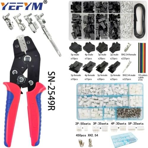 Crimping pliers SN-2549R+SM2.54 (590pcs/box)/H2.54 (720pcs/box) terminal combination set, crimping pliers, wire stripping pliers