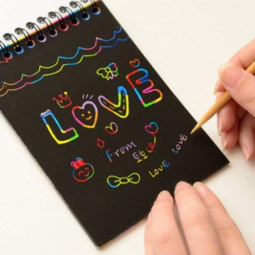 3pcs Kids Rainbow Scratch Painting Notebooks Magic Colorful Drawing Notebook Children Education Toy with 3pcs Drawing Stylus