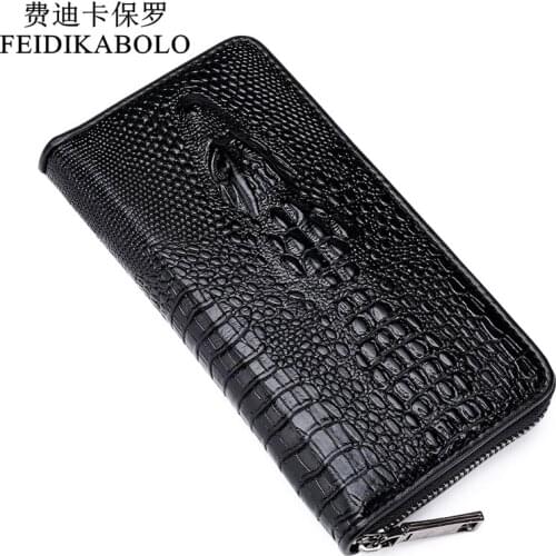 2021Sell well Gothic crocodile handbag luxury mens leather wallet men business clutch bag zipper long section clutch bag
