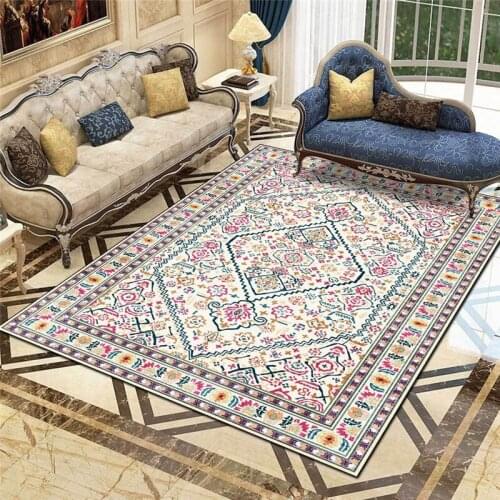 Fashion Persian Ethnic-Style Rug Geometric Pink Purple Blue Plaid Carpet Living Room Bedroom Bed Blanket Kitchen Floor Mat