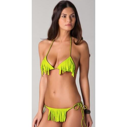 Hot Sales 2020 Fringe Bikini Swimsuit Black Women Biquini Vintage Bathing Costumes Strappy Crochet Bikinis Set Sexy Swimwear