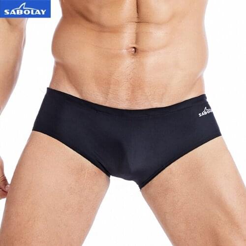 SABOLAY Men Super Elastic Swimming Trunks Quick Dry Pants Swim Diving Soft Surfing Rash Guard Baech Shorts Shape Body Pants