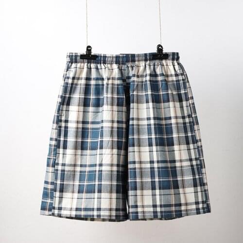 Mens Underwear Cotton Plaid Loose Male Arrow Panties Sleepwear Comfortable Breathable Short Pants Mens Sleep Bottoms Homewear