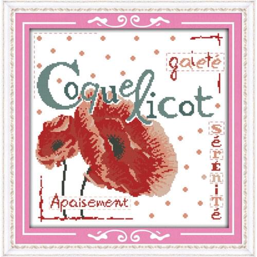 Poppy cross stitch kit flower 18ct 14ct 11ct count printed canvas stitching embroidery DIY handmade needlework